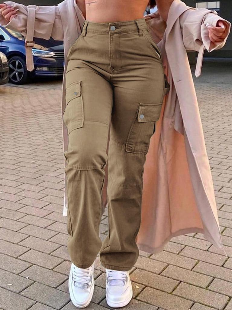 European and American Retro Women's Casual Multi-Pocket Straight Leg Trousers - Spring/Summer Collection 8069