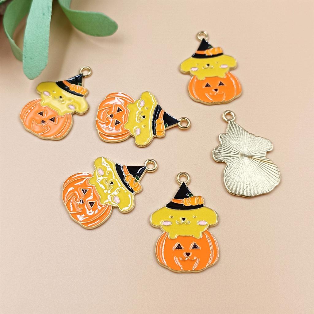 Handgefertigte Legierung tropft DIY Zubehör stilvolle Kürbis Perlen Halloween Anhänger 6/10 Stück handgefertigtes Material