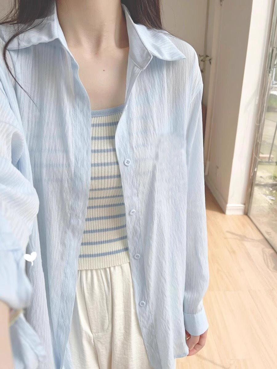 

Summer 2025 Women s Blue Sun Protection Shirt - Lightweight Casual Jacket S (75-90 lbs)