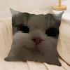 Meme Pixel Cat Cute Funny Cushion Cover Silky Short Plush Invisible Zipper Dustproof Sofa Pillow Case For Home Decor