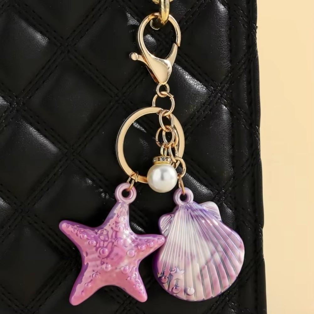 Colorful Shell Keychain Resin Shell Pendant Handmade Shell Key Ring Car Key Holder