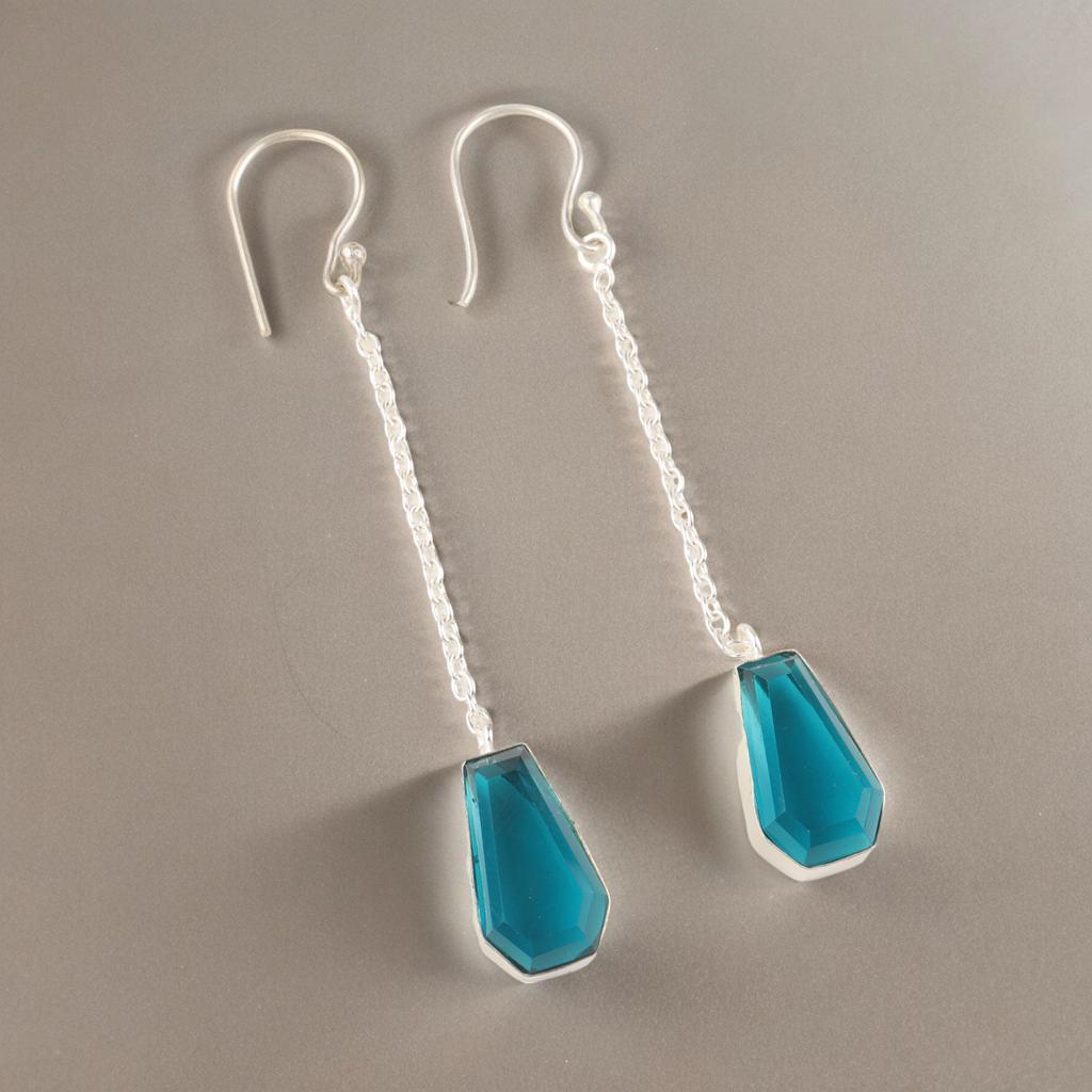 Apatite Gemstone 925 Sterling Silver Women Jewelry Handmade Dangle Earrings 3.0" EE-135-10