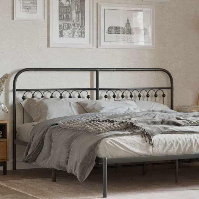 VidaXL Tête de lit métal noir 180 cm, tête de lit en métal, tête de lit haute, tête de lit pour lit double, tête de lit 376636