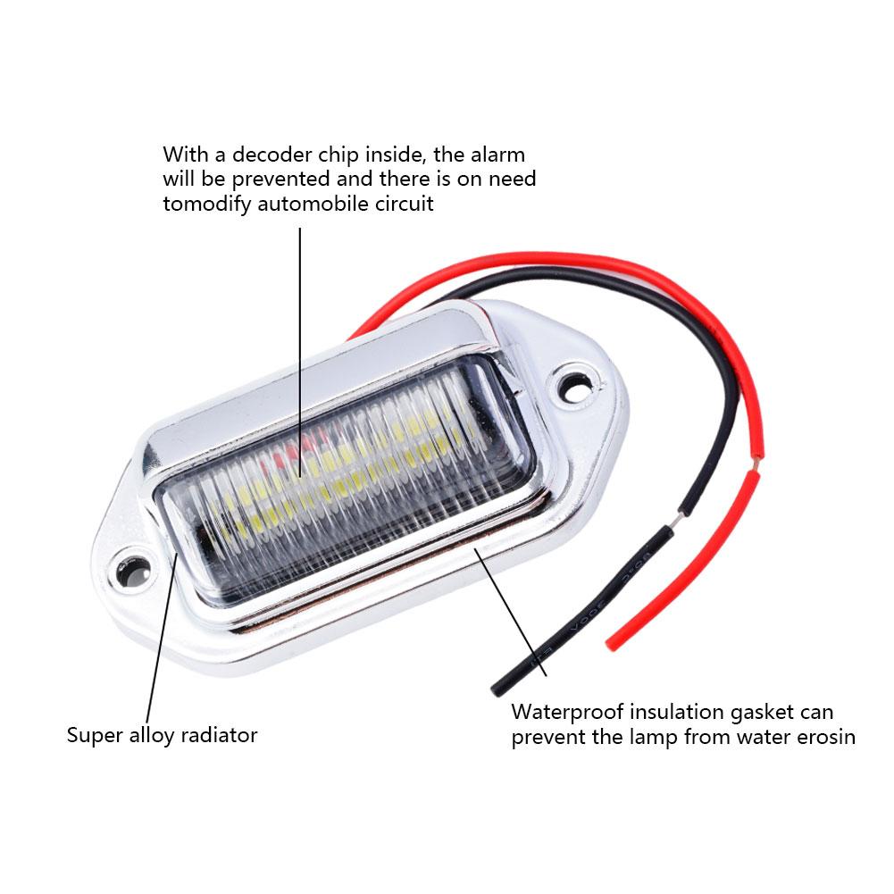 2PCS Truck Side Marker Lights 6 LED Bulbs Car License Number Plate Light for SUV Truck Trailer Van Motorcycle Signal Lamp Univer