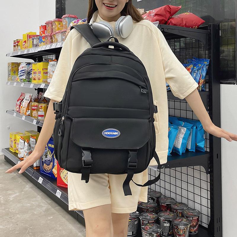 

Backpack Female College Student Large Capacity School Bag Junior High School Student Middle School Student Backpack Versatile чёрный