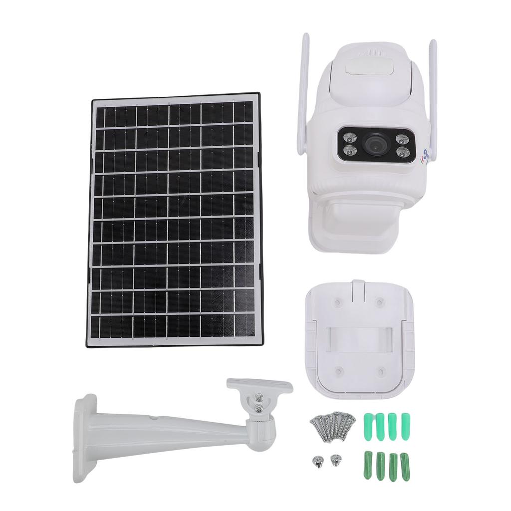 Solar Camera Dual Lens Security Camera for Outdoor 4G Connection AI Human Tracking APP Remote Viewing