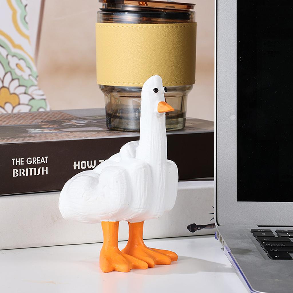 Middle Finger Duck Figurine Exquisite Hand Made Synthetic Resin Duck Statue Vibrant Funny Duck