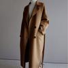 Womens Oversized Wool Blend Coat Winter Medium Length Double Breasted Casual Trench Style