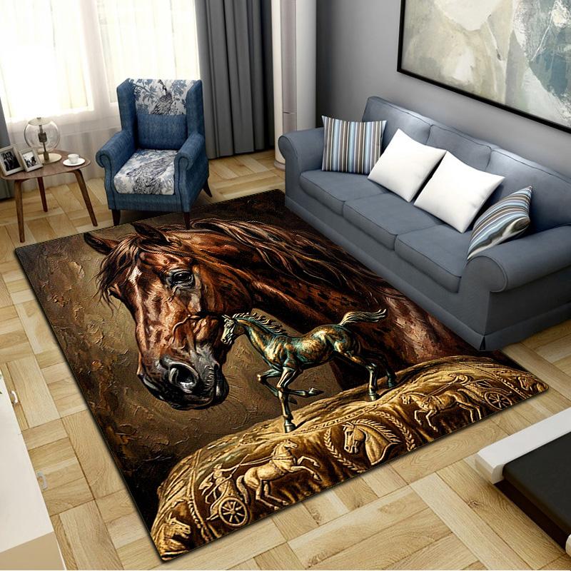 Indian Chief Painting Carpet Rug for Living Room Bedroom Home Sofa Decoration, Kids Play Non-slip Floor Mat