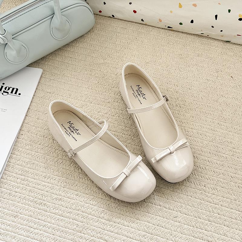 Spring Wine Red Women Mary Jane Shoes Shallow Ladies Casual Butterfly Knot Shoes Eelgant Dress Shoes