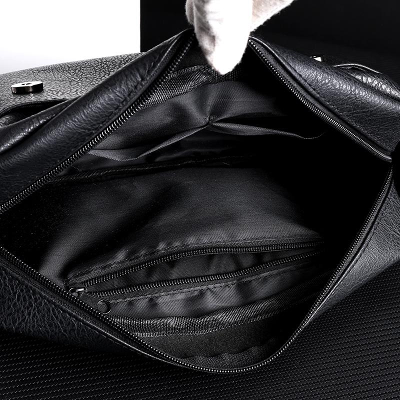 Men's Crossbody Bag Soft Leather Shoulder Bag Business Small Satchel Student Messenger Bag