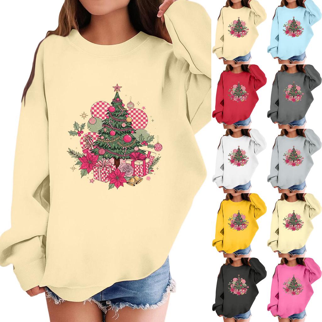 Children's Fashionable Casual Long-sleeved Loose Christmas Print Pullover Sweatshirt