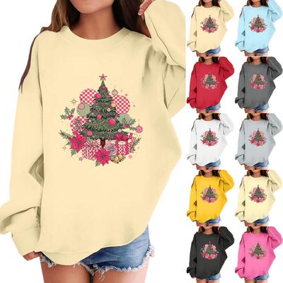 Moletom Infantil Casual da Moda de Manga Comprida Solto com Estampa de Natal