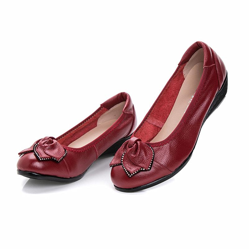 

Women Mother Old Shoes Flats Loafers Cow Genuine Leather Pigskin Rubber Suede Slip On Bowknot Casual 34-43 HC-1107 34 сірий