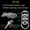 Sex Products HT-V4 Set Male Chastity Device Cock Cage With 4 Penis Rings Sex Toys For Men Resin Virginity Lock