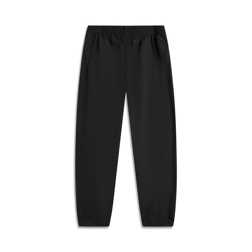 Li Ning Sports Trend Series Casual Simple Solid Color Tapered Knit Joggers Women Bottoms Black AYKV174-1
