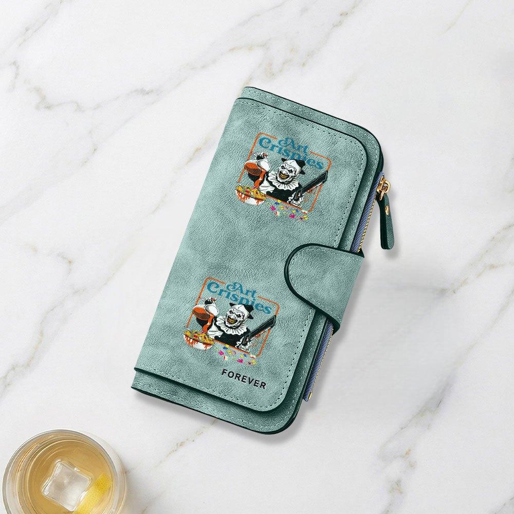 Horror Clown and Bloody Breakfast Print Long Wallet Multifunctional Portable Snap Coin Purse Unisex Perfect Birthday Gift For Halloween Party Daily