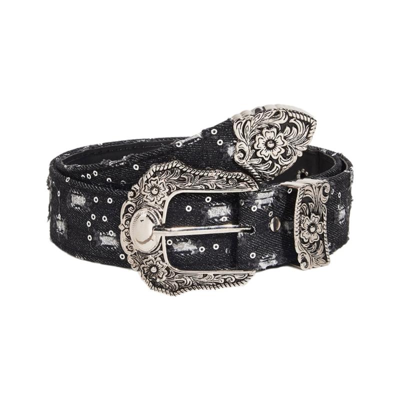 

Harajuku Teen Waist Belt with Relief Flower Buckle Waistband PU Waist Belts for Women Ethnic Style Skirt Waist Belt 1