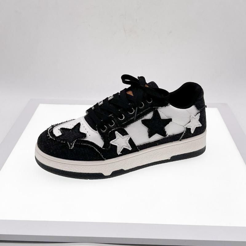 Męskie Damskie Jeansowe Trampki Skate z Naszywką Gwiazdy Niskie do Codziennego Streetwear