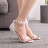 Lace Wedding Bride Summer Shoes Women New Sandals Ladies Ankle Strap Pumps 43 Zapatos De Mujer Women White Heels