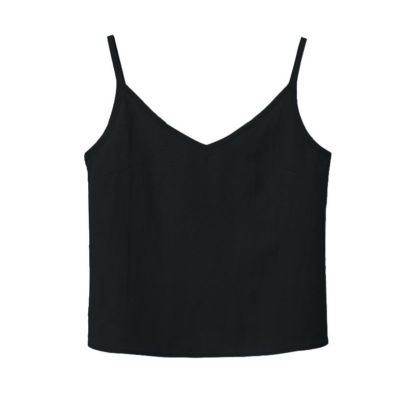 

Johnature летние без рукавов на тонких бретельках, хлопковые и льняные женские топы, повседневные 6 цветов, свободные жилеты M чёрный