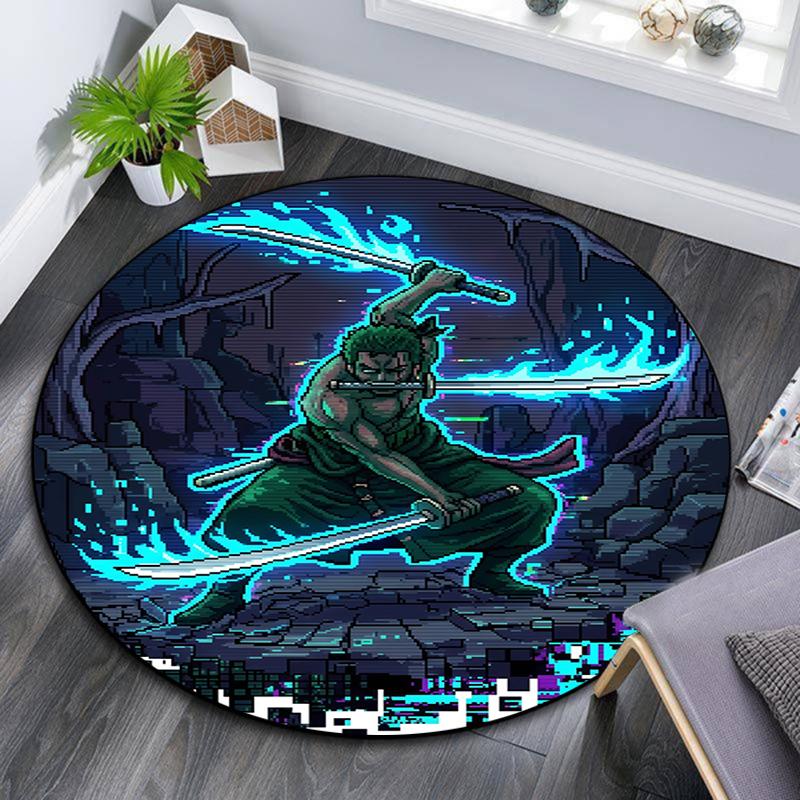 Zoro pattern round rug,Carpet Rug for Living Room Bedroom Playroom ,Non-slip Floor Mat,Holiday Gifts and Birthday Gifts.
