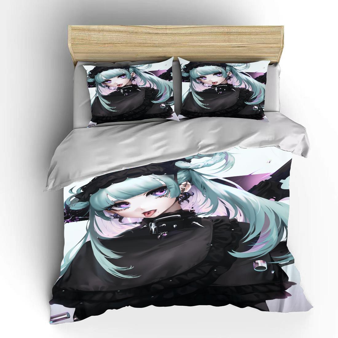 

Japanese Anime Moe Double Bed Duvet Cover Luxury European Bedding Sets Soft Home Textiles Pillow Cases Bedroom Decor EU single(135x200cm)