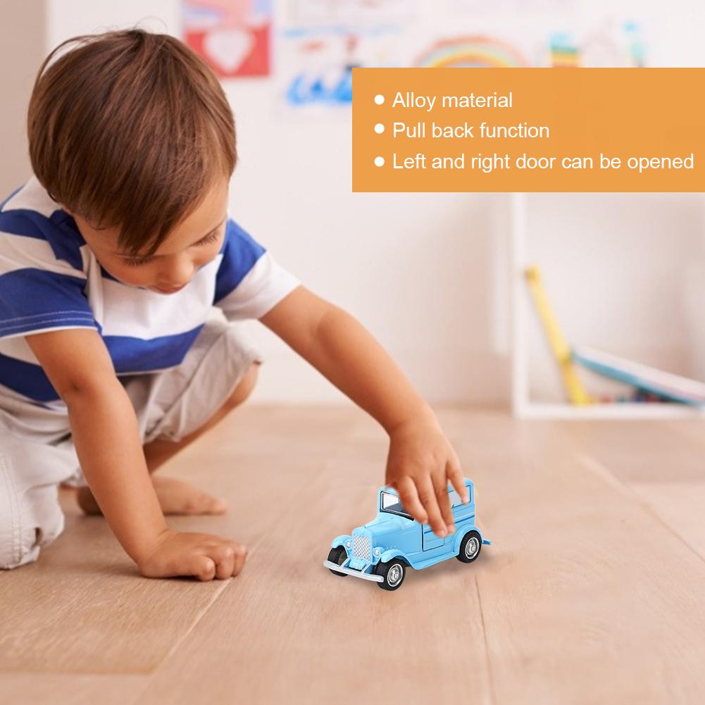 Alloy Car Toy Vintage Simulation Vehicle Model Children Kid Pull Back Vehicle Toy(Blue )