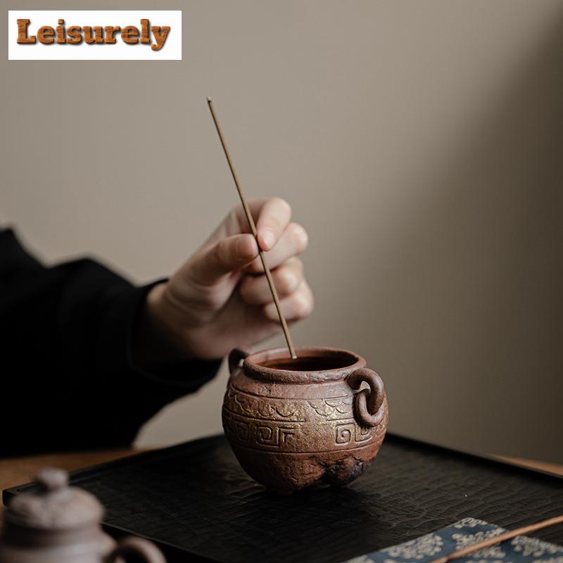 Ancient Tripod Aromatherapy Insert Holder Chinese Zen Thread Incense Burner Creative Aroma Seat Tray Tea Room Desktop Decoration