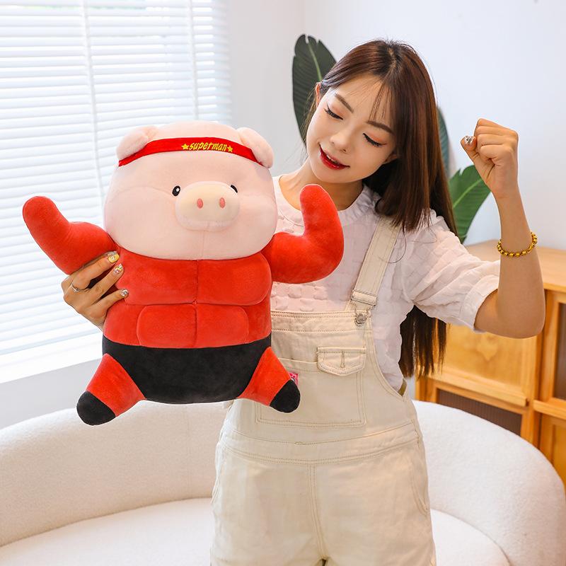 Salted Egg Superman Transforms into Pig Doll Muscle Batman Pig Plush Toy Children's Sleeping Pillow