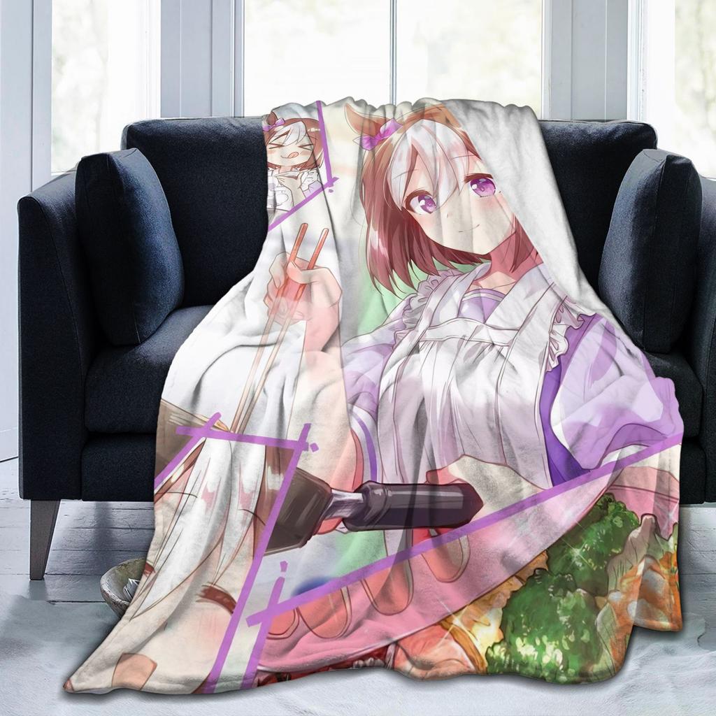 Umamusume Pretty Derby Cartoon Blankets Flannel Spring Autumn Multi-function Warm Throw Blankets for Sofa Office Bedspread