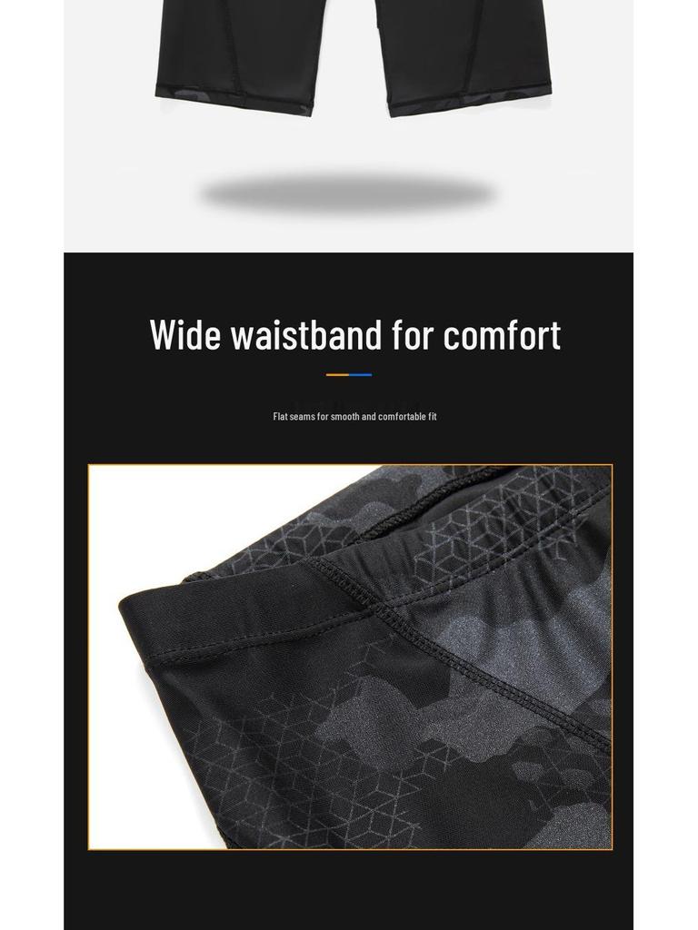 Men's Long Camouflage Boxer Trunks & Swim Cap Set: Quick-Dry, Breathable, Adult Size.