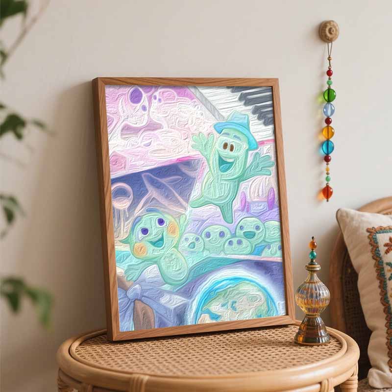 Disney Oil Painting Art Painting Set Home Wall Decor Handmade Gift Featuring Soul Characters & Earth Elements, Creative Art Craft Idea