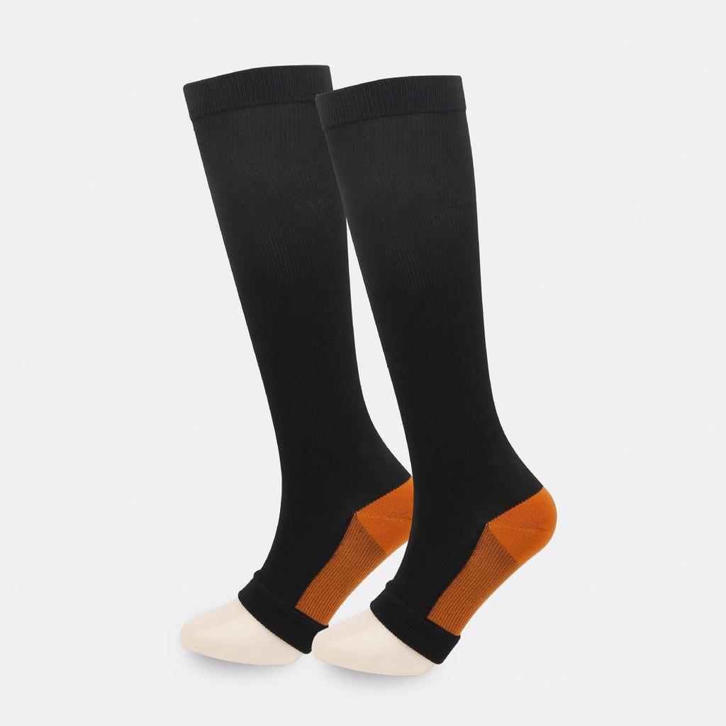 Black & White Trendy Open-Toe Compression Socks for Men & Women - European & American Outdoor Running Sports