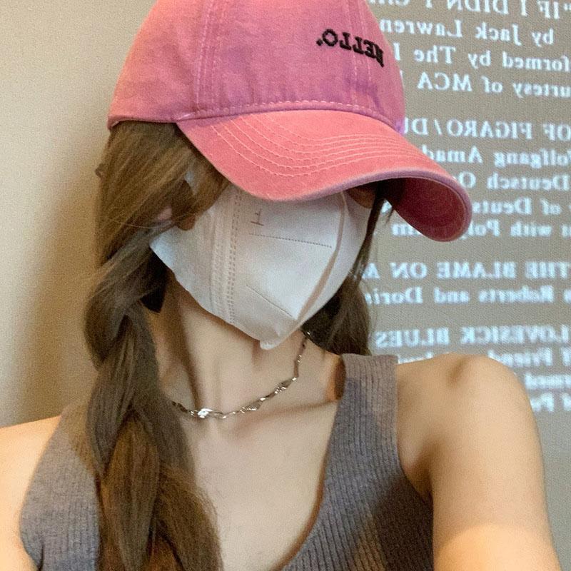 Fashion Solid Color Baseball Hat for Women Summer Cotton Letter Embeoirdery Peaked Duck Tongue Cap Girls Pink Outdoor Hat