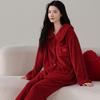 Coral Fleece Red Wedding Pajamas Newlywed Couple Suit Autumn And Winter Thickened Flannel Natal Year Loungewear For Men And Women