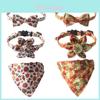 Adjustable And Durable Pet Collar Maple Leaf And Sunflower Print 1.0*28cm