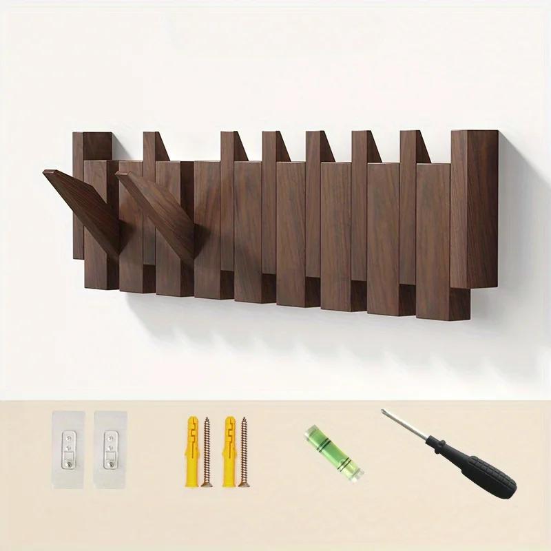 Wooden Coat Hanger No Drill Wall Hook Piano Key Design Clothes Rack for Dressing Room