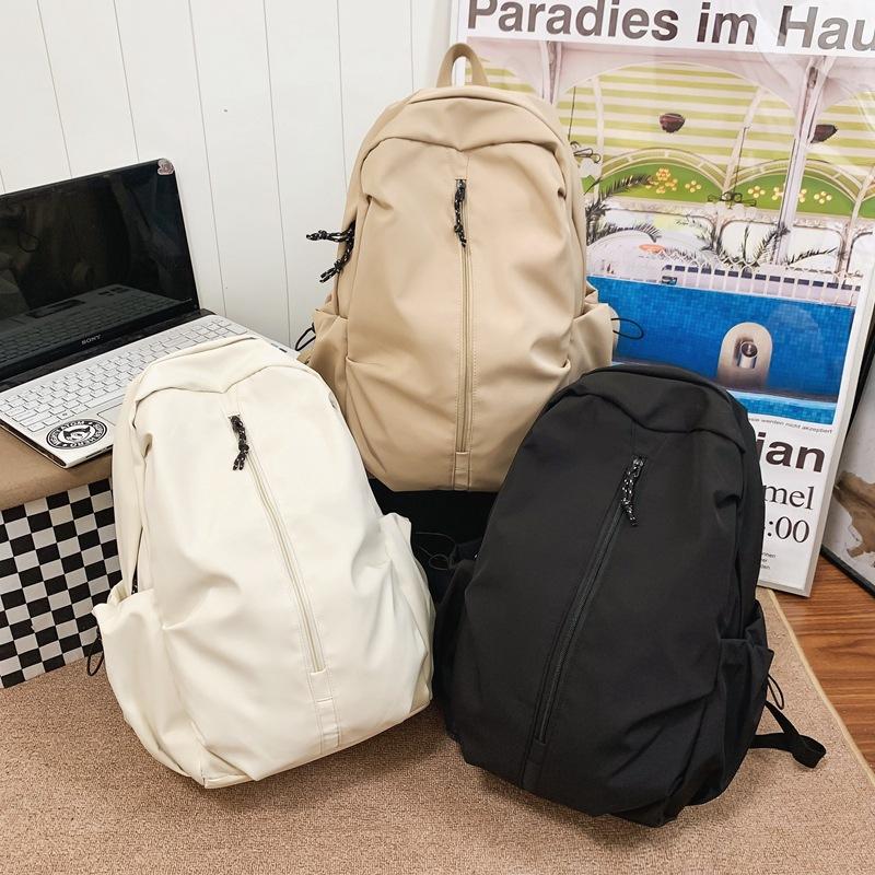 Schoolbag Female Junior High School Students High School Student Backpack Large Capacity Solid Color Backpack