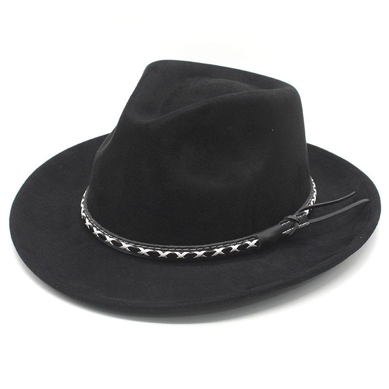Suede Cowboy Hat Fashion Water Drop Top Western Curl Brim Adult Hat Big Brim Top Hat