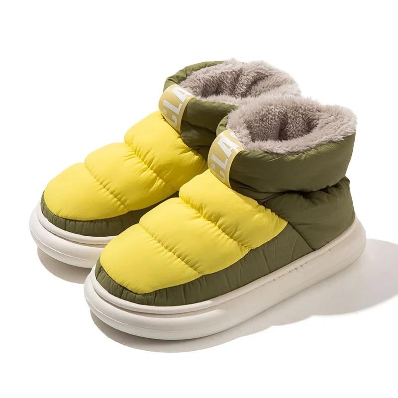 Módní Comwarm Kožešinové Sněhule Pro Ženy Módní Silná Platforma Zimní Boty Plyšová Bavlněná Obuv Vnitřní Venkovní Vodotěsné Teplé Domácí Boty
