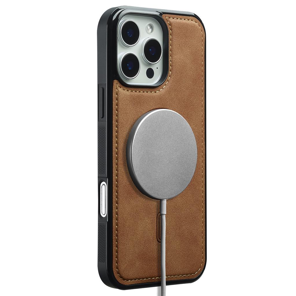 LC.IMEEKE L6 For iPhone 16 Pro Max Case PU Leather Coated PC TPU Phone Cover Compatible with MagSafe