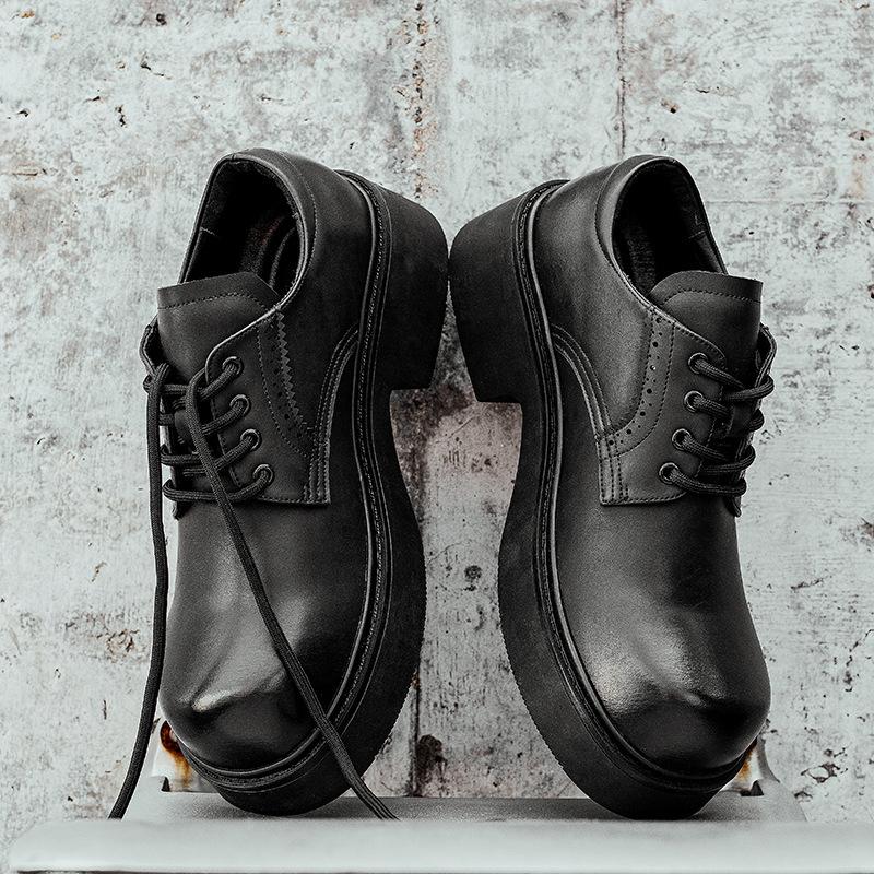 

Leather Mickey big head matte derby shoes men s commuting heightening leather shoes 2025 autumn and winter new platform trendy shoes 44