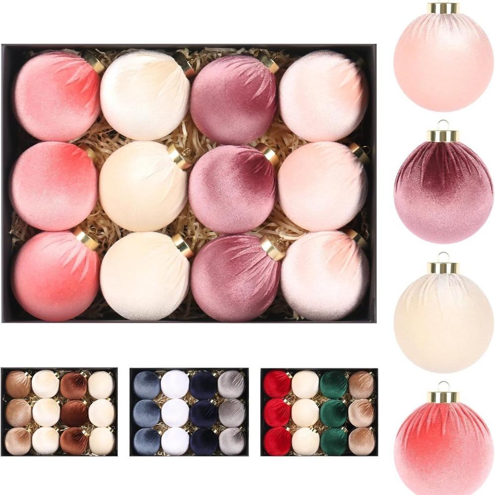 

12PCS Plastic Flocked Christmas Ball 8cm Xmas Ornament Ball High-quality Christmas Tree Balls Home 5