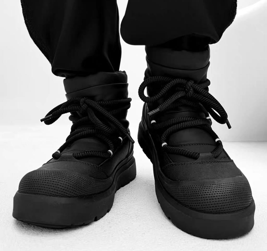 Winter Lace-up Ankle Boots, Men's Snow Boots, Classic Thick-soled Waterproof and Anti-slip Cotton Boots, Women's Ski Boots