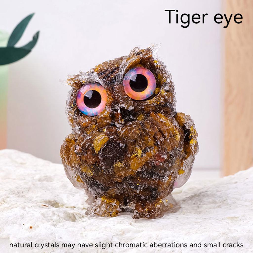Crystal Amethyst Cute Animal Macadam Drip Glue Resin Owl Household Supplies Desktop Ornament
