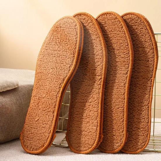 1 Pair Thick Winter Shoe Insoles Fleece Lined Anti-slip Shoe Insert Warm Cold Weather Shoe Liner Sweat-wicking Breathable Foot Cushion