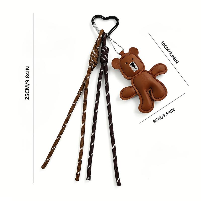 Yogodlns PU Leather Little Bear Woven Rope Backpack Pendant Decoration Fashion DIY Keychain Bag Accessories