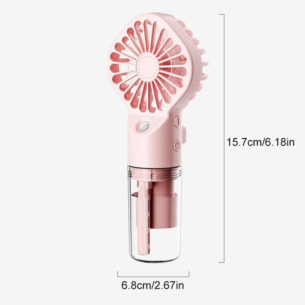 Portable Handheld Fan with Mist Spray Cooling, Rechargeable USB Pocket Size, White, Set of 2