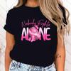High Quality Clothes Funny Breast Cancer Awareness Nobody Fights Alone Print TShirt Women Loose Short Sleeve Round Neck Top